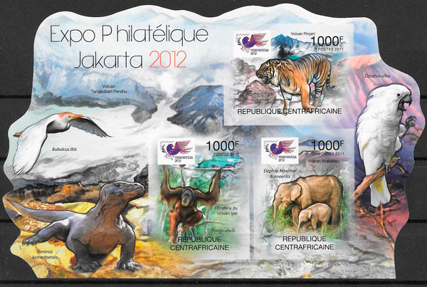 colección sellos fauna Centro África 2011