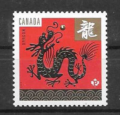 sellos año lunar Canada 2012