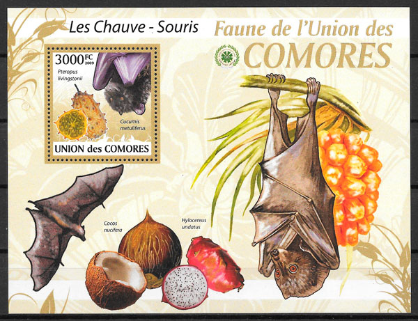 colección sellos fauna Comores 2009
