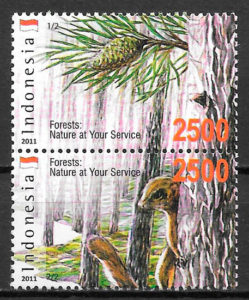 filatelia colección fauna y flora Indonesia 2011