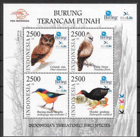 filatelia coleccion fauna Indonesia 2012