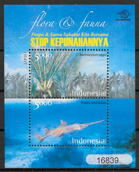 colección sellos fauna y flora Indonesia 2013