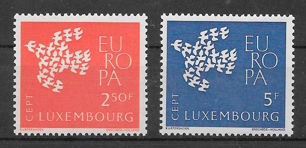 filatelia colección tema Europa Luxemburgo 1961