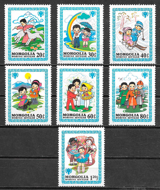 colección sellos cuentos Mongolia 1980