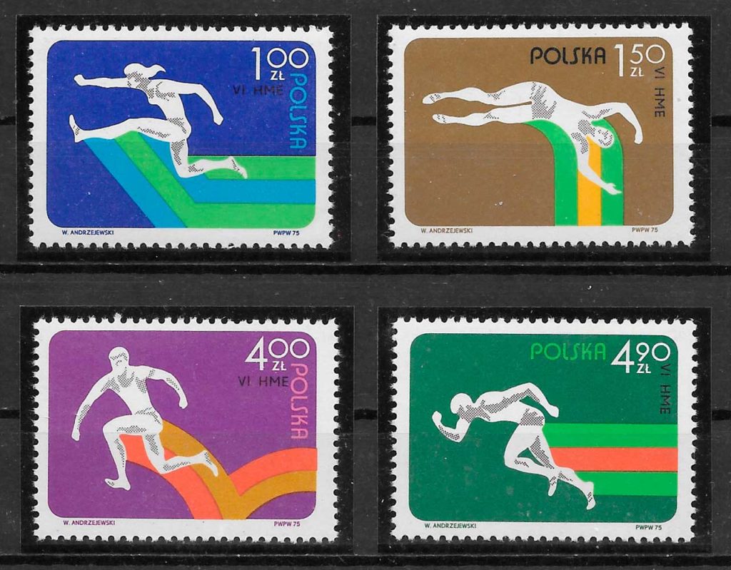filatelia coleccion deporte Polonia 1975