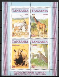filatelia coleccion fauna Tanzania 1986
