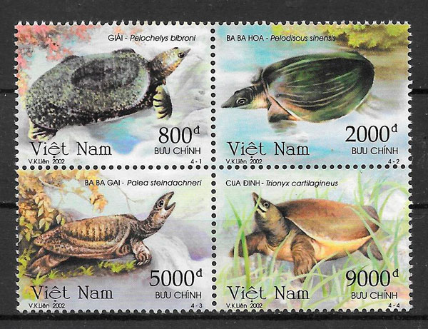 filatelia colección fauna Viet Nam 2002