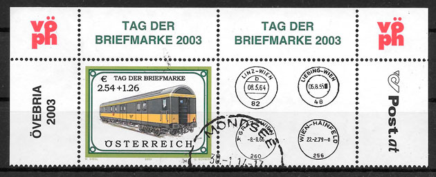 colección sellos trenes Austria 2003