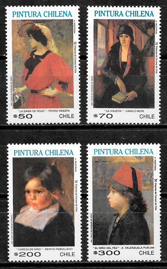 colección sellos pintura Chile 1991