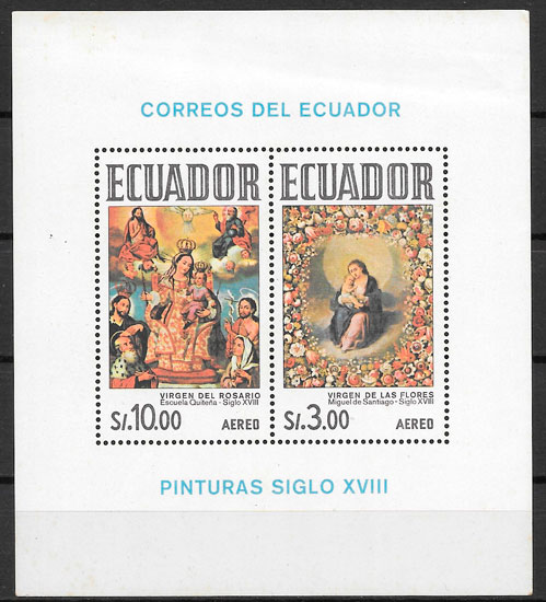colección sellos pintura Ecuador 1972