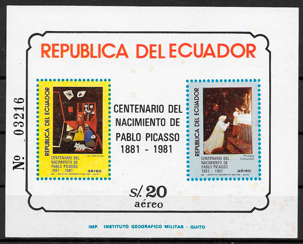 filatelia colección pintura Ecuador 1981