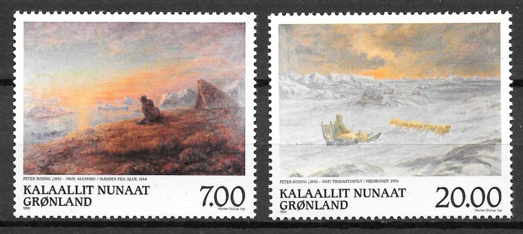 filatelia pintura Groenlandia 1999