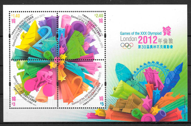 colección sellos olimpiadas 2012 Hong Kong 2012