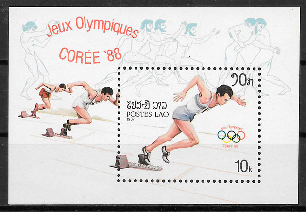 colección sellos olimpiadas Laos 1987