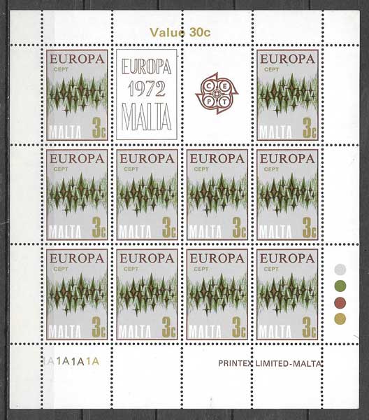 sellos Europa Malta 1972