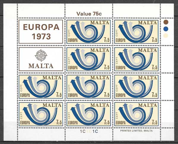 filatelia Europa Malta 1973
