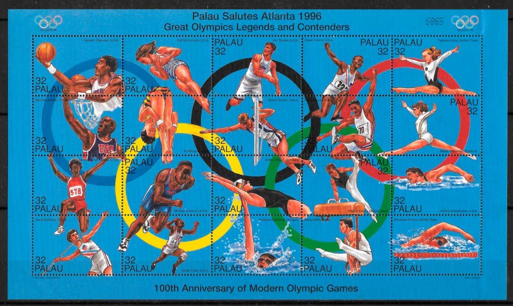filatelia olimpiadas Palau 1996