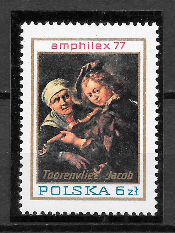 sellos pintura 1977 Polonia