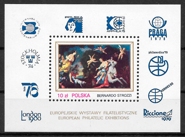 colección sellos pintura Polonia 1979