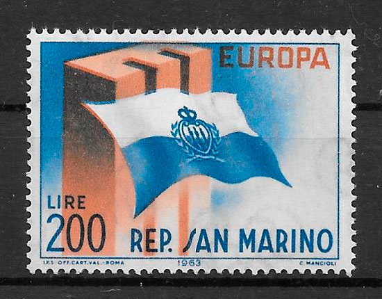 sellos tema Europa San Marino 1963