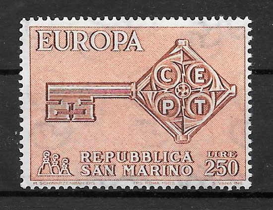 sellos tema Europa San Marino 1968