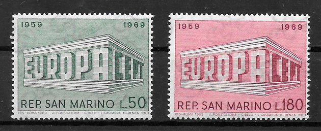 sellos tema Europa San Marino 1969