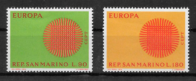 sellos tema Europa San Marino 1970