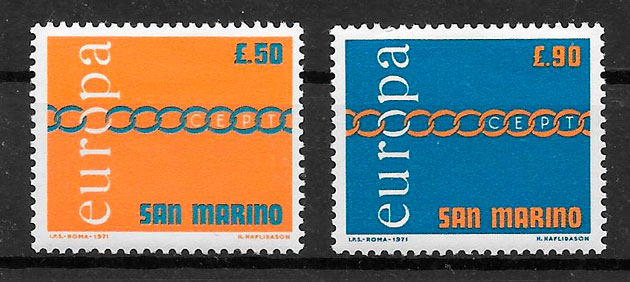 sellos tema Europa San Marino 1971
