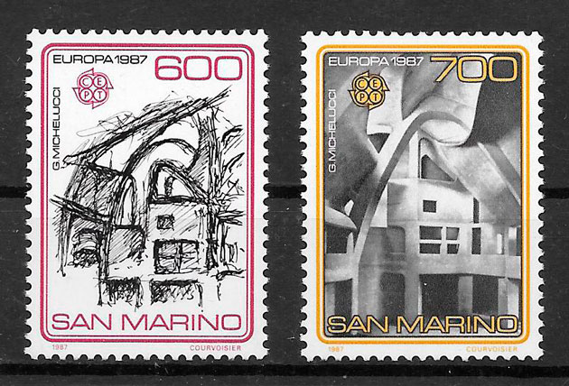 sellos tema Europa San Marino 1987