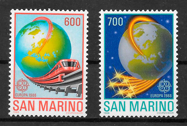 sellos tema Europa San Marino 1988