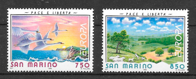 filatelia colección tema Europa San Marino 1995