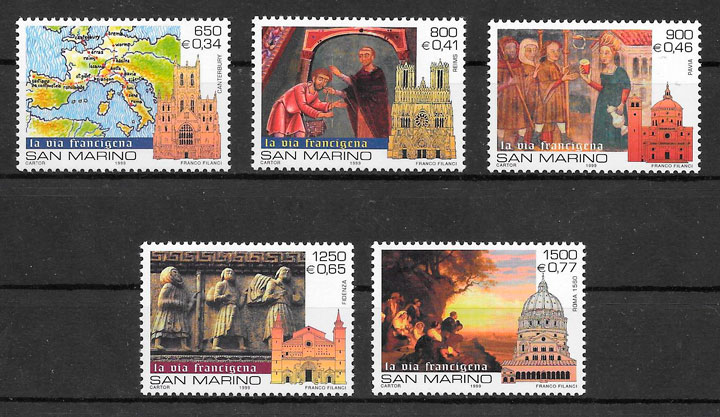 colección sellos arquitectura San Marino 1999