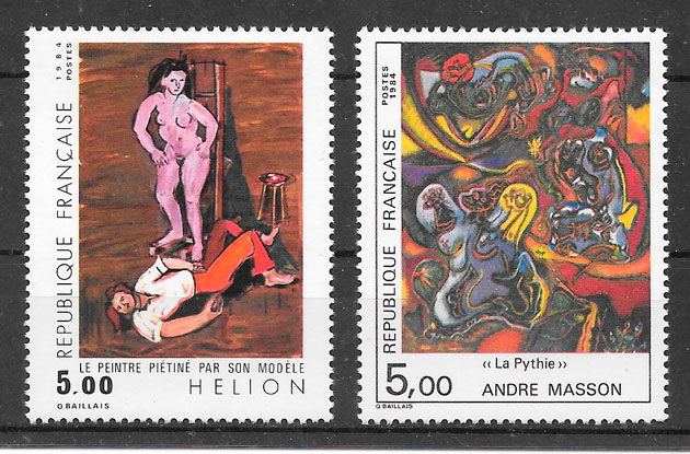 sellos Francia 1984 pintura