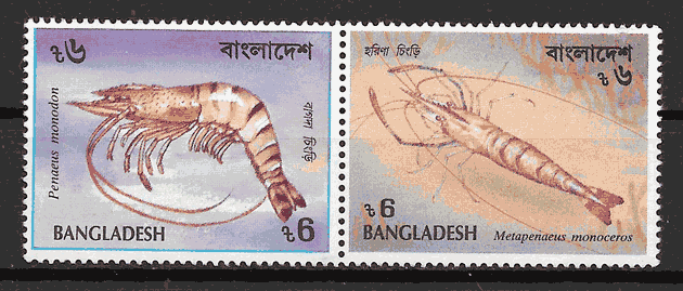 colección sellos fauna Bangladesh 1991