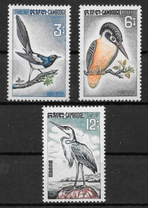 filatelia colección fauna Camboya 1964