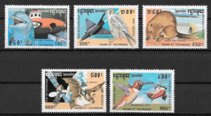 filatelia colección fauna Camboya 1993