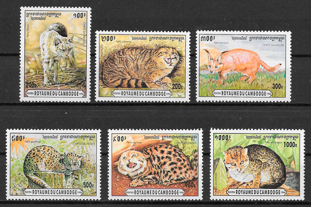 sellos fauna Camboya 1996