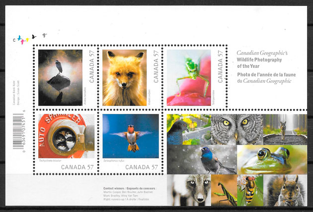coleccion sellos fauna Canada 2010