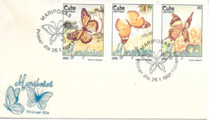 filatelia mariposas Cuba 1991
