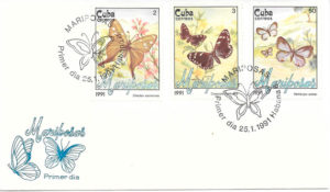 filatelia mariposas Cuba 1991