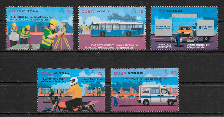 colección sellos transporte Cuba 2016
