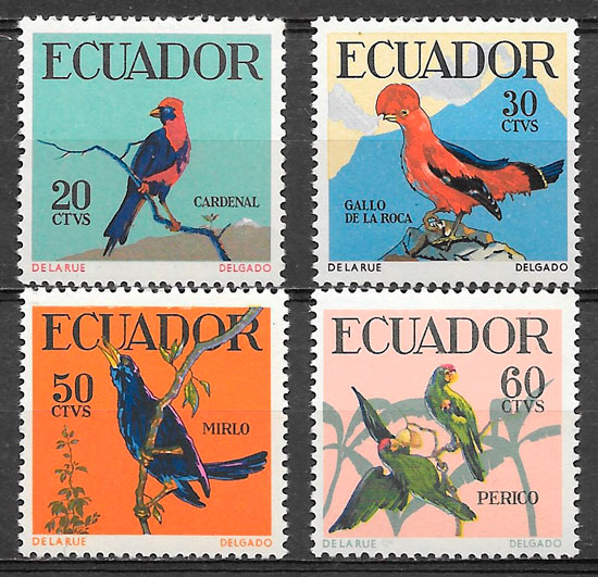 filatelia colección fauna Ecuador 1958