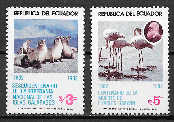colección sellos fauna Ecuador 1982