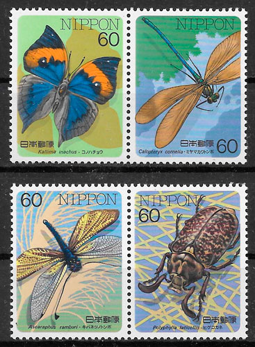 sellos fauna Japon 1987