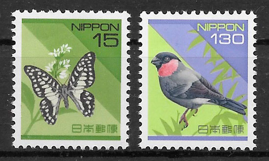 filatelia Japon fauna 1987