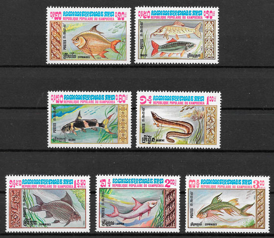 colección selos fauna Kampuchea 1983