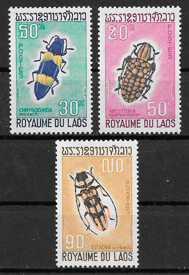 sellos fauna Laos 1967