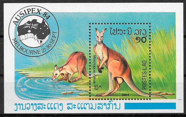 sellos fauna Laos 1984