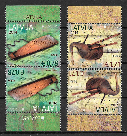 filatelia colección Europa Letonia 2014