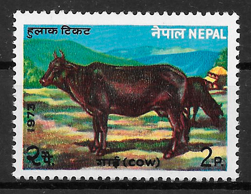 sellos fauna Nepal 1973